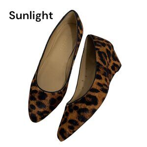 TALBOTS Women SZ 9W Leopard Print Haircalf Leather Wedge Shoes